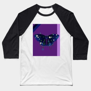 Dark Blue Butterfly Baseball T-Shirt